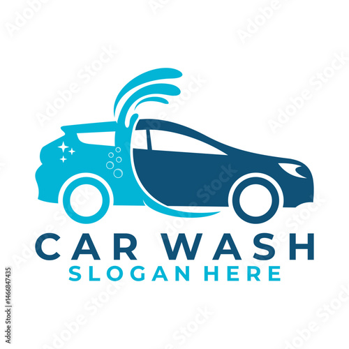Car wash logo design. car with water vector combinations logo