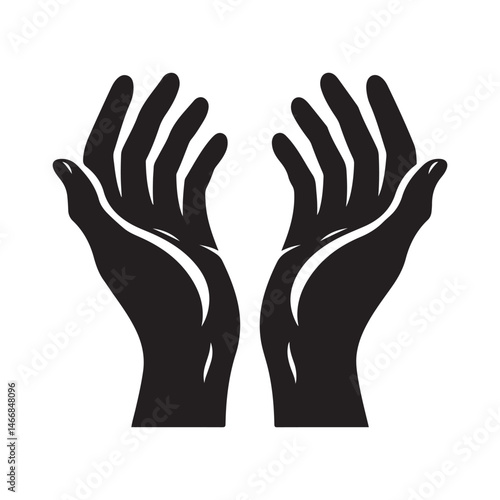Open Palms Reaching Upward Silhouette Illustration of Hands Offering