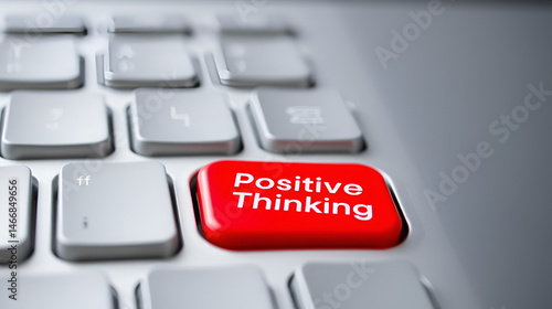 Positive Thinking - means that you approach unpleasantness in a more positive and productive way, text button on keyboard, concept background