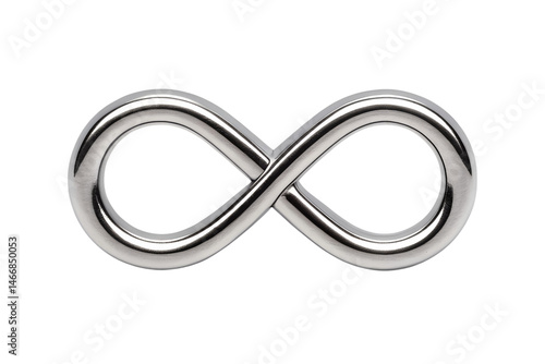Elegant depiction of a polished metal infinity symbol on a  transparent background
