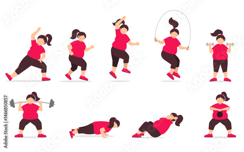 Motivated plus size woman exercising and training at the gym to lose weight, get slimmer.