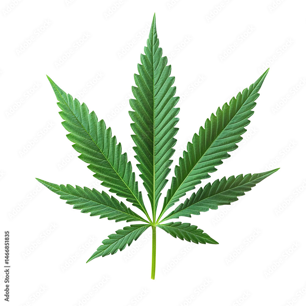 Close up of a cannabis leaf with a isolated on a white background. Close up of a cannabis leaf with a isolated on a white background.