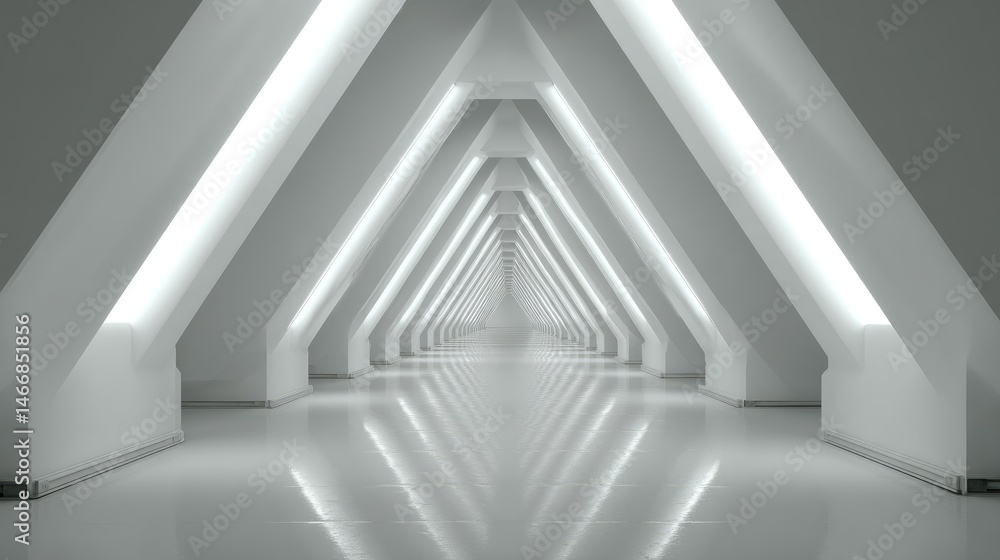 Modern triangular corridor interior Modern triangular corridor interior