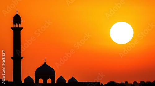 Breathtaking Silhouette of Historic Monument Against Vibrant Sunset Sky