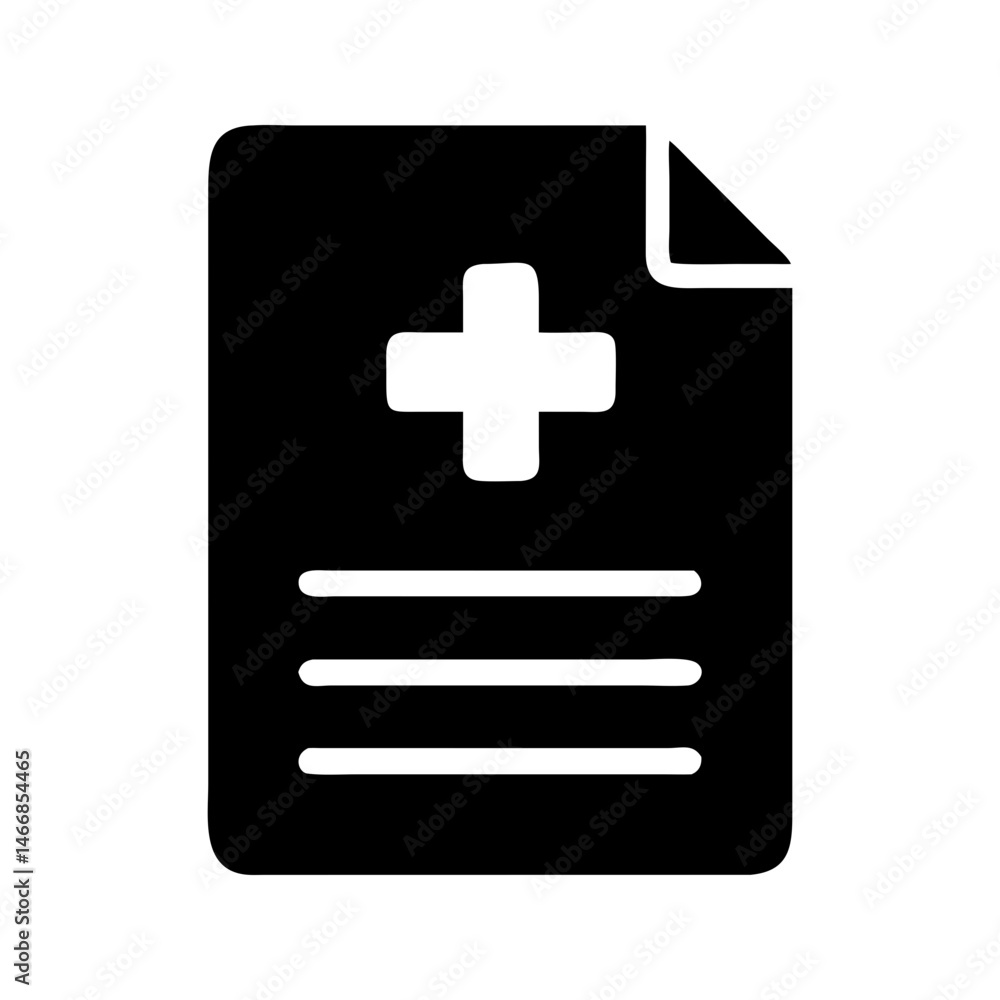 Medical report health document icon. Report with cross showing patient health data. Medical report health document icon. Report with cross showing patient health data.