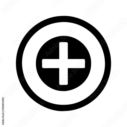 Plus sign addition symbol icon. Plus with lines used for adding elements.