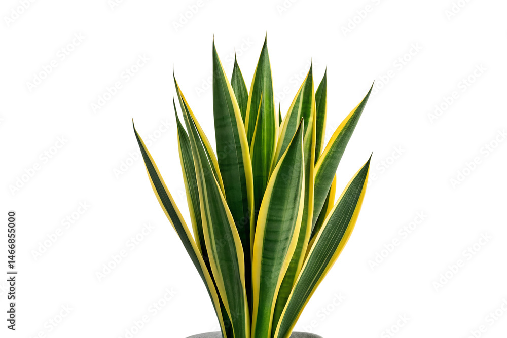 Fototapeta premium Striking Sansevieria Trifasciata with Yellow Variegation Against a Neutral Background transparent background