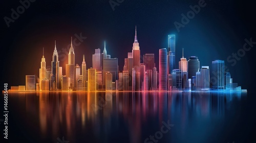 Captivating and Colorful Skyline Illustration with a High Fidelity European Influence
