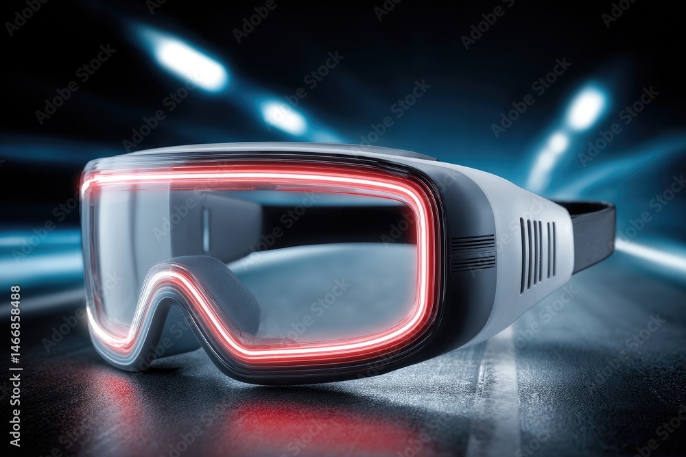 Obraz premium Futuristic safety goggles with red light