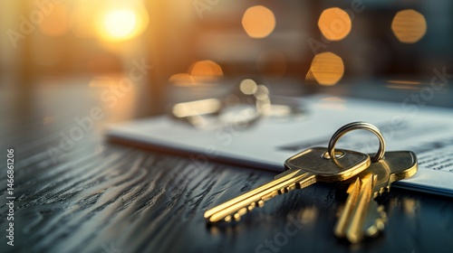 Two golden keys crossing on dark wooden table symbolizing business merger and company acquisition, corporate takeover and partnership concept.