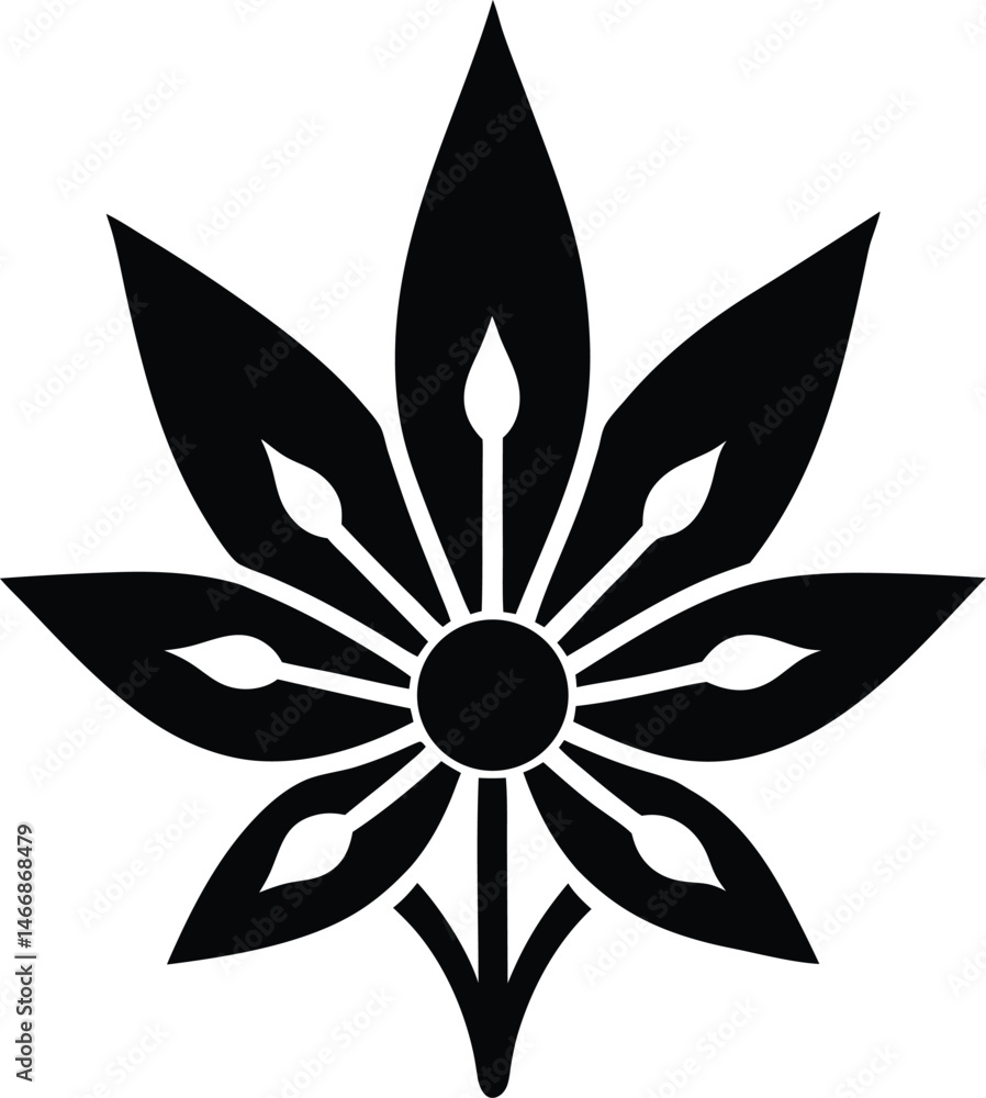 Fototapeta premium Blue Vervain Flower Icon Silhouette Vector Illustration