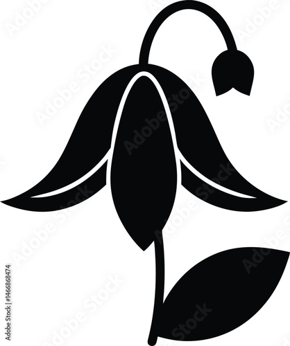 Bluebell Creeper Flower Icon Silhouette Vector Illustration