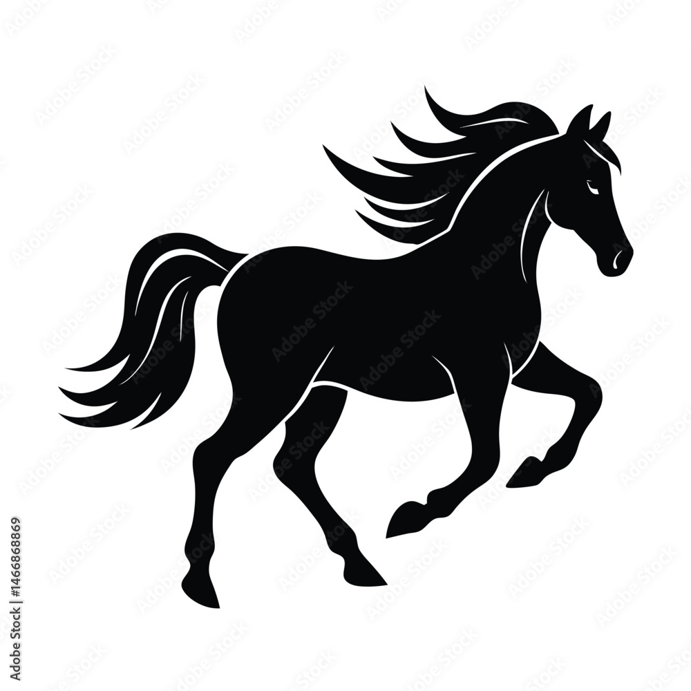 Galloping Horse Mane Vector Art Galloping Horse Mane Vector Art