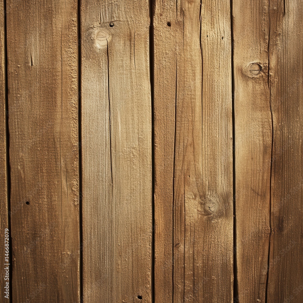 Fototapeta premium Rustic wood planks forming a wall or fence in vertical orientation close up shot showing texture and grain detail