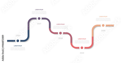 A five-step modern timeline for business presentations. A diagram for a company's marketing plan