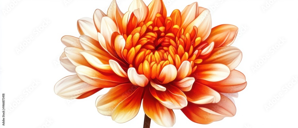 Obraz premium Stunning Close-Up of a Vibrant Orange and White Dahlia Flower on a White Background Macro Shot
