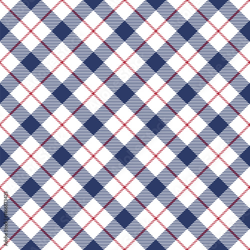 Patriotic Plaid Seamless Pattern. Checkered Seamless Pattern , Americana Backdrop. Vector Template For Fabric, Textile, Wallpaper, Wrapping Paper