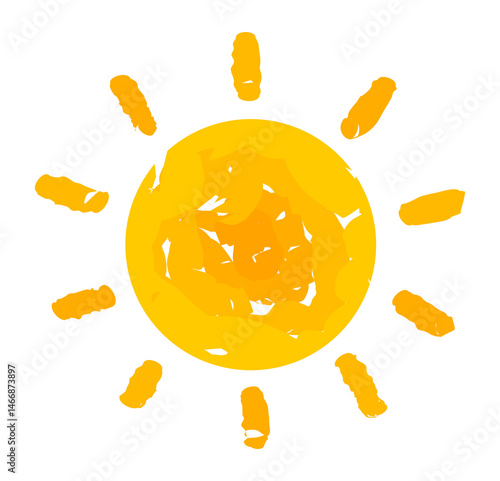 Obraz na płótnie Sun icon, doodle painting style. Childish hand drawing of sun. PNG illustration on transparent background. w salonie