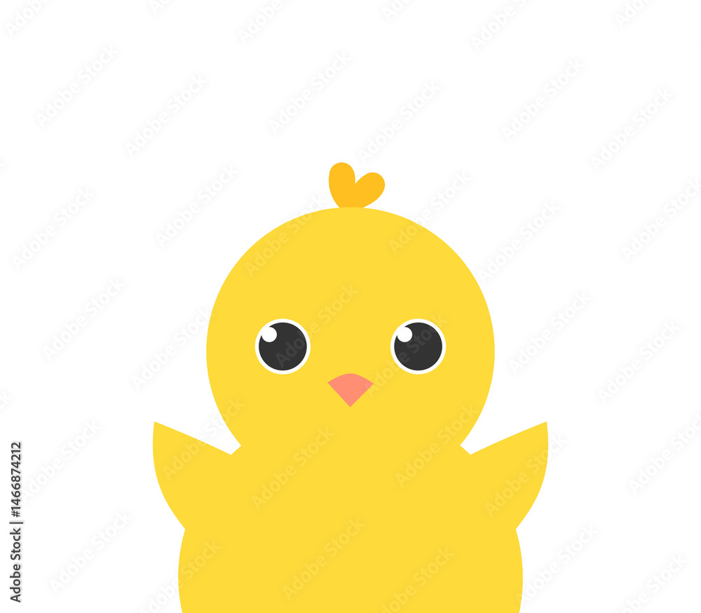 Cute Easter chick isolated on white background. Yellow baby chicken. PNG illustration on transparent background.