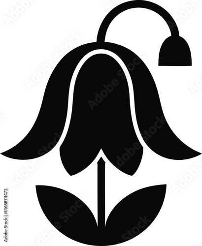 english bluebell flower icon silhouette vector illustration