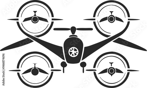 Quadcopter Drone Icon Black and White Graphic Design Element