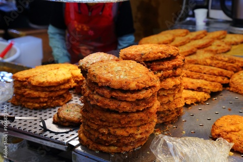 Obraz na płótnie Bindaetteok mung pancakes in South Korea w salonie