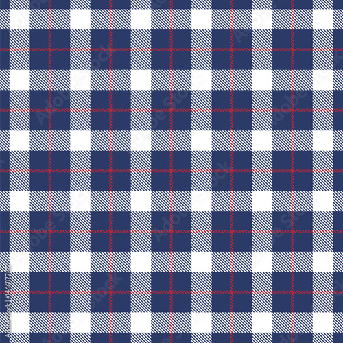Patriotic Plaid Seamless Pattern. Checkered Seamless Pattern, Americana Backdrop. Vector Template For Fabric, Textile, Wallpaper, Wrapping Paper