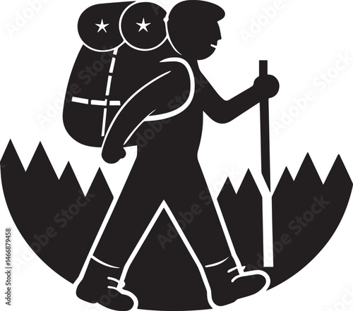 Silhouette of Hiker with Backpack