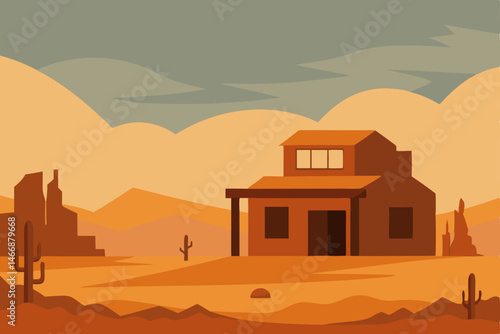 abandoned desert outpost with weathered buildings  
