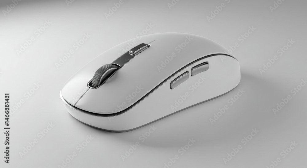 White computer mouse in a neutral setting. Modern, sleek design on a plain backdrop. White computer mouse in a neutral setting. Modern, sleek design on a plain backdrop.