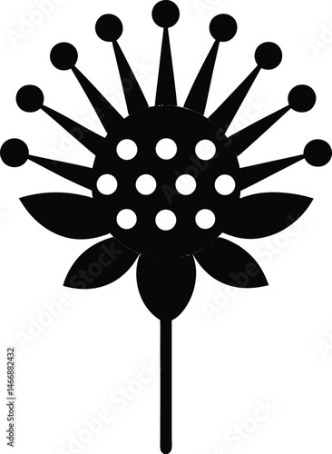 Pincushion Flower Icon Silhouette Vector Illustration