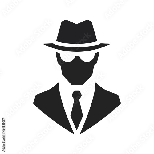 Mysterious man icon agent with hat and sunglasses