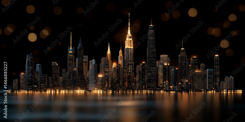 Obraz premium Biotech investing trends in urban landscapes a nighttime cityscape reflection