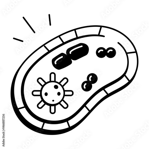A hand drawn style icon depicting microbiology 

