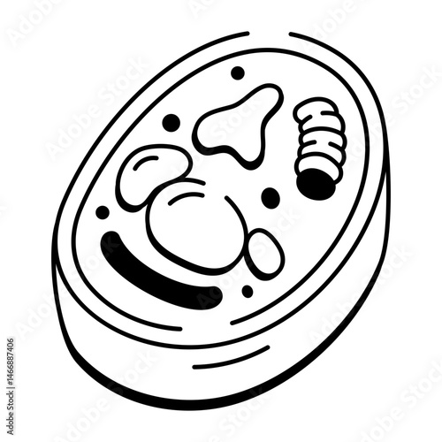 An icon of cell structure illustrated in hand drawn style