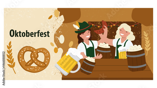 Oktoberfest Vector Banner Illustration Set - Festive German Beer Festival Graphics-02