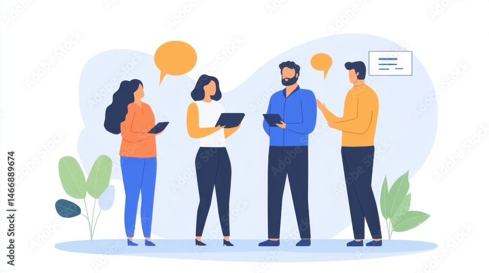 Obraz premium Creative business team brainstorming innovative ideas, concept vector illustration