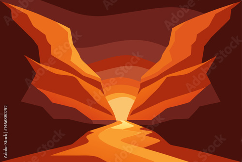 desert slot canyon with glowing sandstone walls 