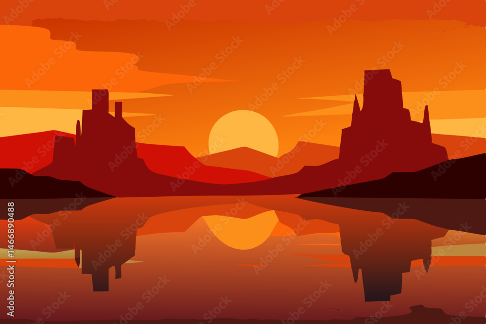 Fototapeta premium desert sunset reflecting on ancient sandstone form.svg