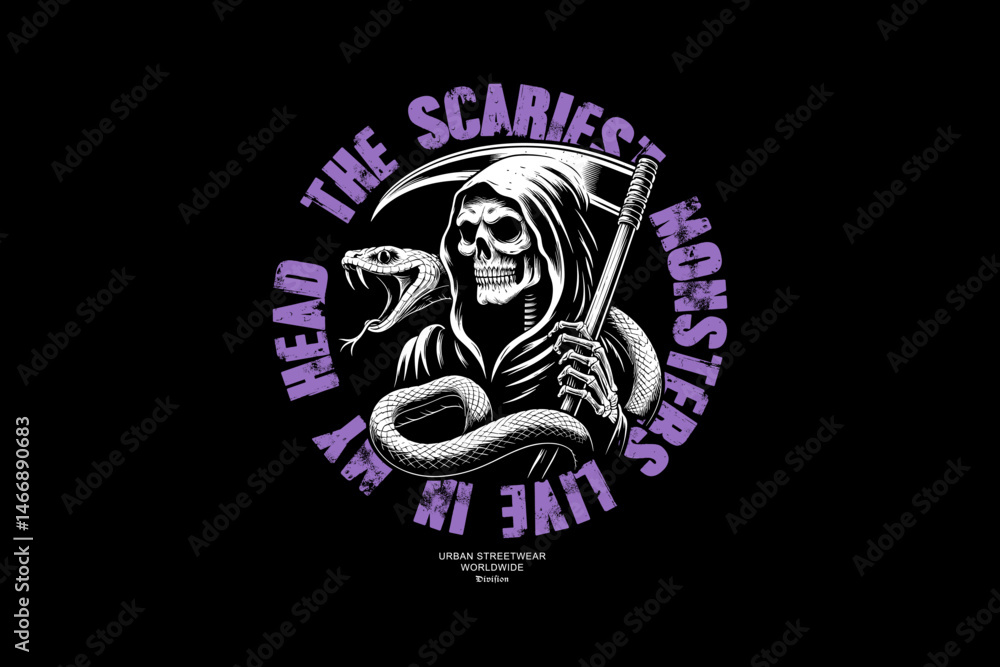 Dark art graphic tee design streetwear style modern scary tee design Dark art graphic tee design streetwear style modern scary tee design
