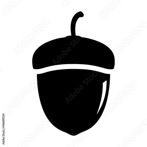 Elegant black acorn silhouette on white background exhibiting simplicity and nature's charm