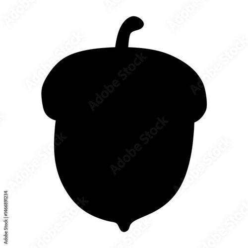A Bold Silhouette of an Acorn with a Defined Cap and Stem
