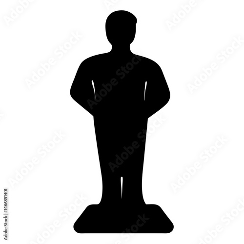 Silhouette of an Award Trophy Figure Standing on a Base in Black