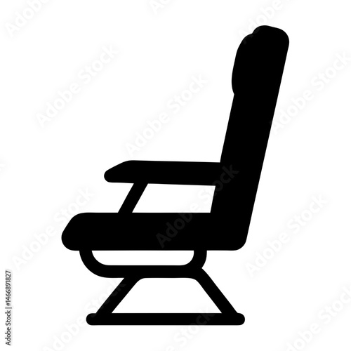 Silhouette of a comfortable passenger airplane seat for travel needs