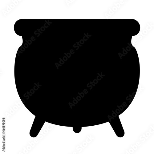 Simple black cauldron silhouette for Halloween or cooking illustration, spooky season
