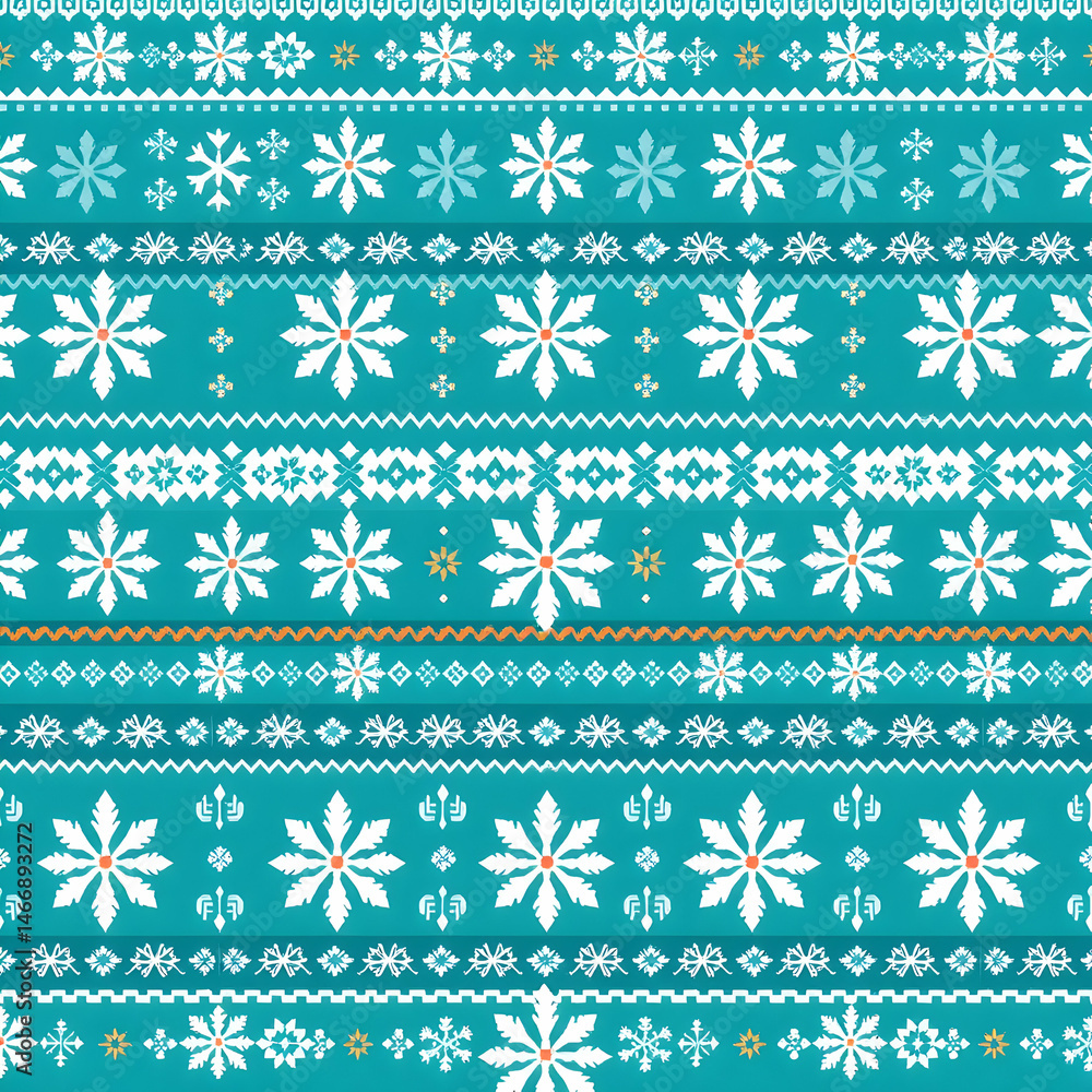 Nordic coastal winter Fair Isle design in cool tones pattern. Nordic coastal winter Fair Isle design in cool tones pattern.