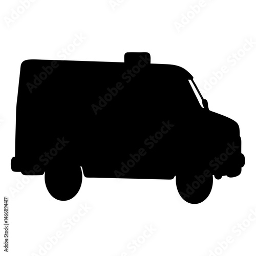 Silhouette of an ambulance on white background showcasing emergency medical services