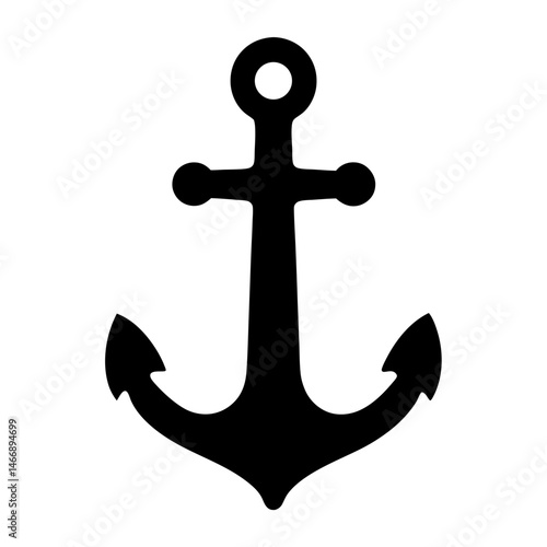 Single black anchor symbol against a white background, seafaring equipment