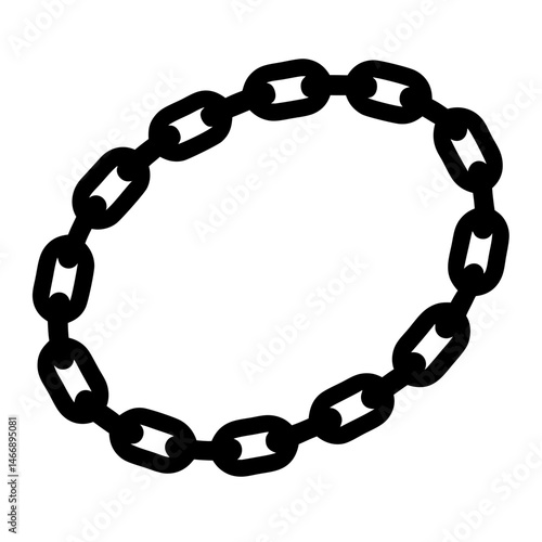 Illustration of a Rounded Black Chain, Representing Security, Connection, and Strength