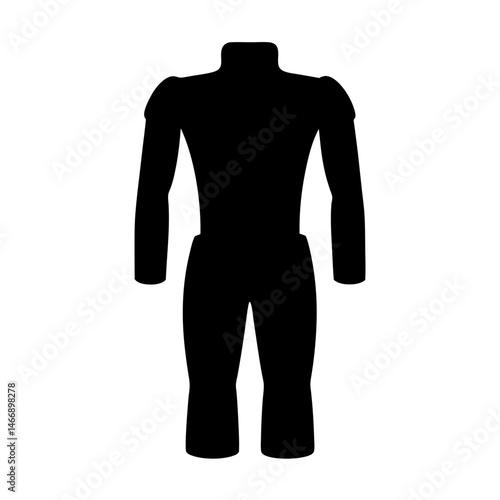 A stylized black silhouette of a male historical outfit, digital art